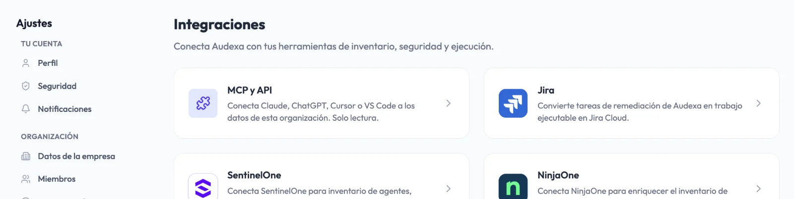 Integrazioni di Audexa: MCP e API, Jira, SentinelOne e NinjaOne